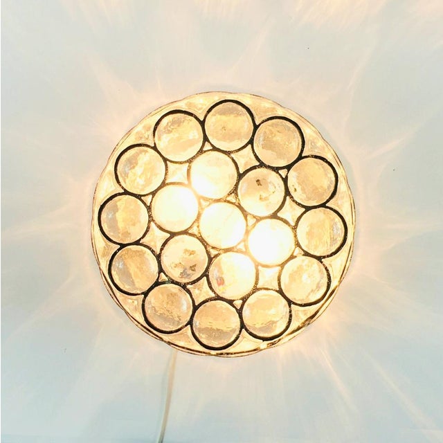 1970s Large Mid-Century Modern Glass Flush Mount from Limburg, Germany, 1970s For Sale - Image 5 of 9