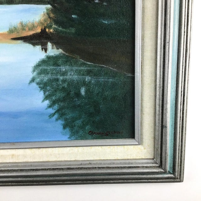 This is a lovely piece painted in warm tones and nicely executed. The frame is magnificent. Clean and without any defects....