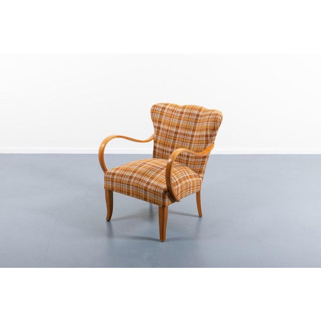 Brown Scandinavian Modern Sculptural Armchair, 1950s For Sale - Image 8 of 12