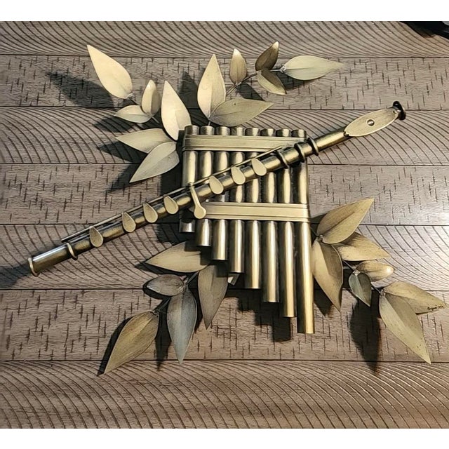 1990s 1990s Artisan House Minstrel Pipes of Pan with flute and olive branches For Sale - Image 5 of 5