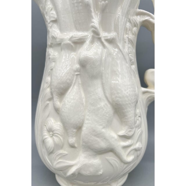 Vintage Cream Ceramic Game Bird Pitcher With Dog Handle — Rustic European / English Sporting For Sale In Houston - Image 6 of 13