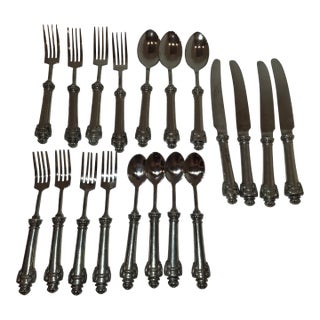1990s Vagabond House Pewter and Stainless Flatware Medici Pattern 19 Pieces For Sale