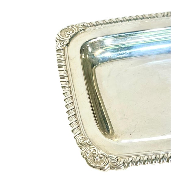 Vintage Matched Pair of Petite French Silver Plate Calling Card Trays With Shell Detailing For Sale - Image 9 of 13