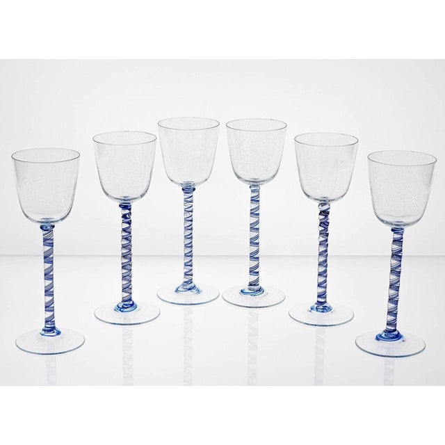Cobalto and Pulegoso Murano Glass with Twisted Stems from Cenedese, 1950s, Set of 6 For Sale - Image 10 of 18