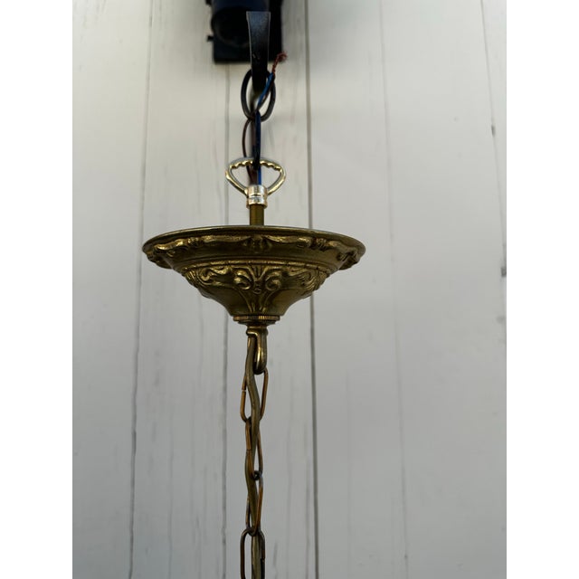 Metal Vintage Petite Hollywood Regency Three Arm Fixture With Prisms For Sale - Image 7 of 7