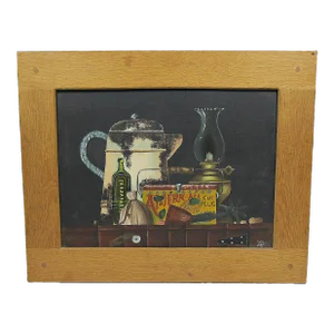 Vintage Lois '77 Still Life Painting - Western Charm
