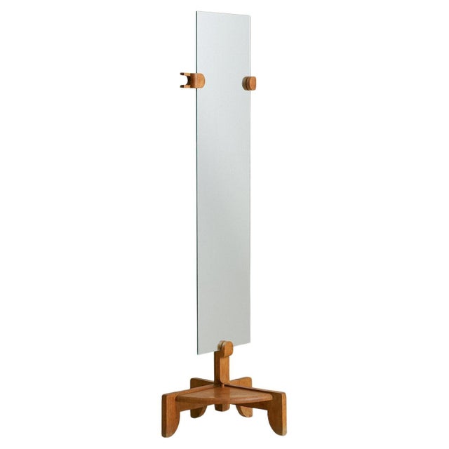 French Oak Floor Mirror by Guillerme et Chambron, 1940s For Sale - Image 17 of 18