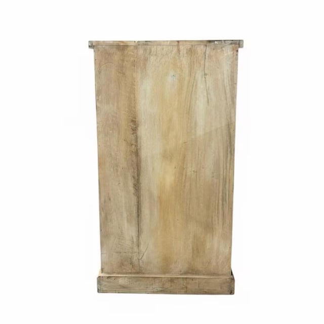 Far Pavilions 1990s Farmhouse Style Distressed Wood Narrow Cabinet With Glass | 24" Wide Rustic Cabinet For Sale - Image 4 of 9