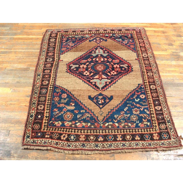 Late 19th Century W. Persian Bijar Rug ( 4'5" x 5'9" - 135 x 175 ) Antique Bijar Small Scatter Size Wool Brown Rug, Circa...
