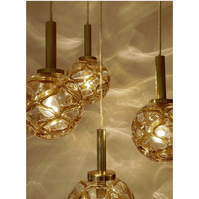 Vintage Glass Pendant Light from Doria Leuchten, 1970s For Sale - Image 6 of 14