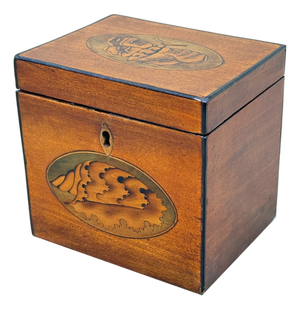 Georgian Satinwood Tea Caddy Butterfly Inlay, 1790