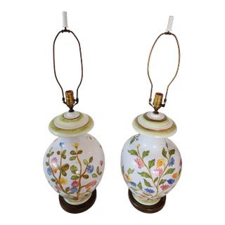 1970s Marbro Italian Ceramic Ginger Jar Lamps - a Pair For Sale