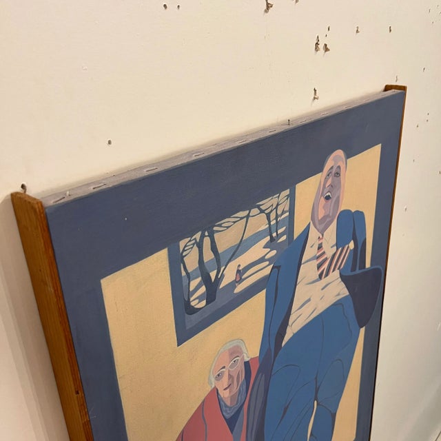Blue Gail Newman Portrait Painting of Two People Walking For Sale - Image 8 of 11
