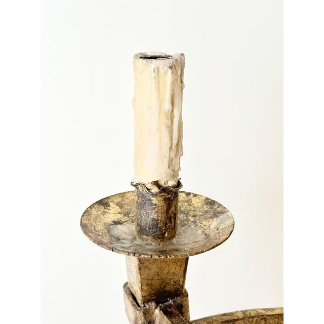 Arts and Crafts Golden Hand-Forged Six-Light Iron Chandelier, Germany, 1920s For Sale - Image 12 of 18