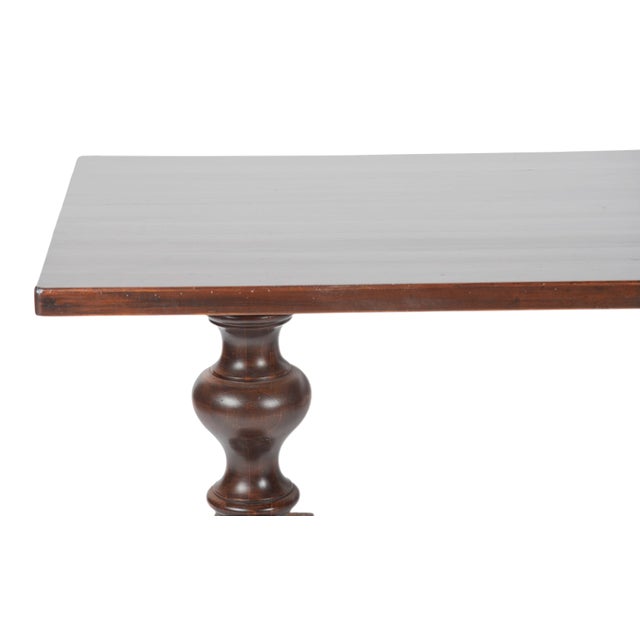 Traditional Solid Cherry Wood 79" Trestle Dining Table Made in Italy - Vintage Late 20th Century For Sale - Image 3 of 6