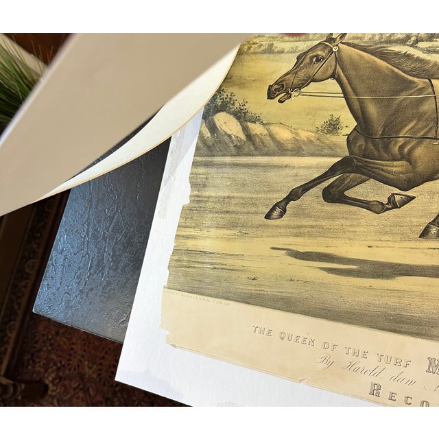 The Queen of the Turf: Maud S. — Antique Equestrian Lithograph by Currier & Ives, 1880 For Sale - Image 4 of 4