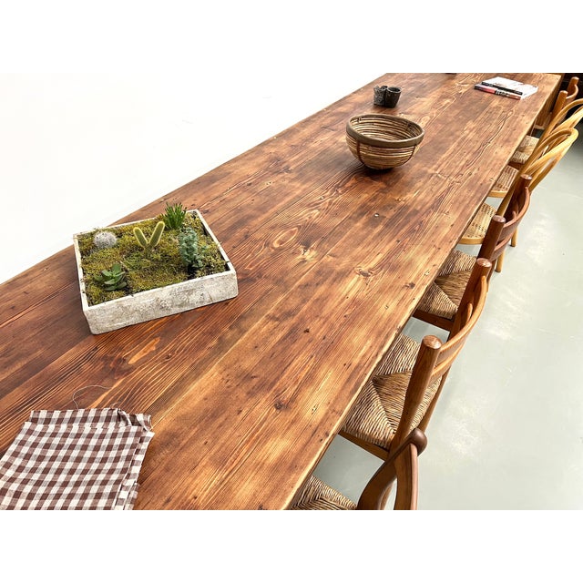 Large Pine Farm Table, 1950s For Sale - Image 12 of 18
