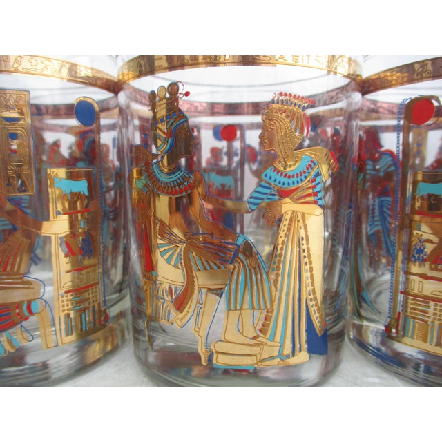 Mid-Century Modern King Tut by Cera High Ball Glasses -Set of 12 For Sale - Image 3 of 10