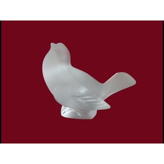 Mid 20th Century Mid 20th Century Lalique Frosted Crystal Sparrow Figurines Set of 2 Decorative Sculptures France For Sale - Image 5 of 17