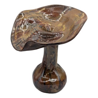 Vintage Mid Century Modern Studio Art Pottery Mushroom Vase Earth Tone For Sale