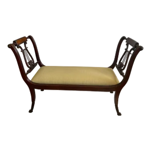 1990s Duncan Phyfe Regency Empire Style Hairy Paw Feet Brass Lyre Bench