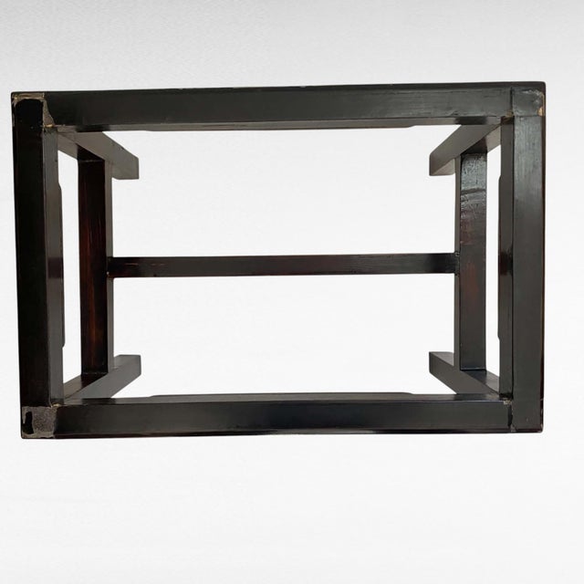 Mid-20th Century Chinese Black Lacquer 3-Drawer Cabinet on Stand With Incised Detail For Sale - Image 16 of 17