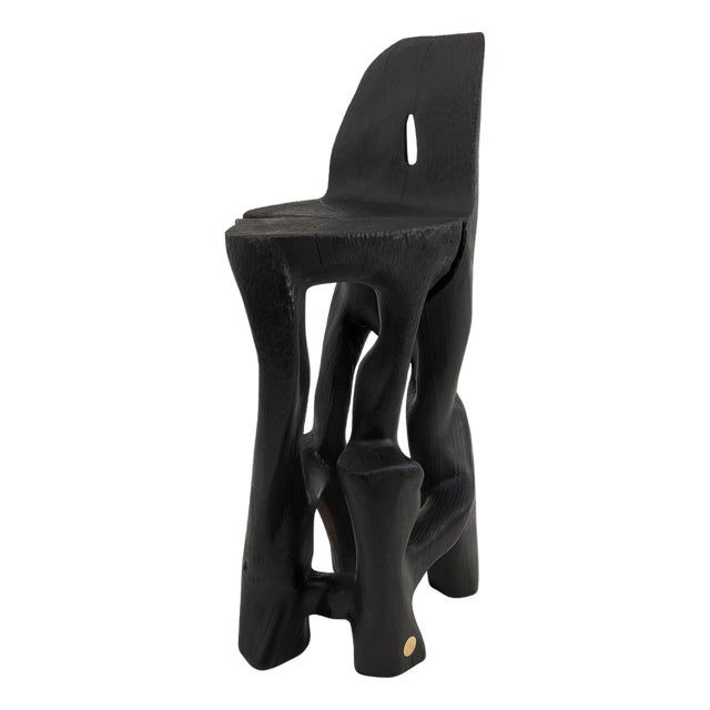Makha Wood Sculptural Bar Chair by Logniture For Sale