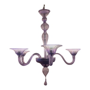 Italian Handmade Murano Style Glass Chandelier in Light Violet