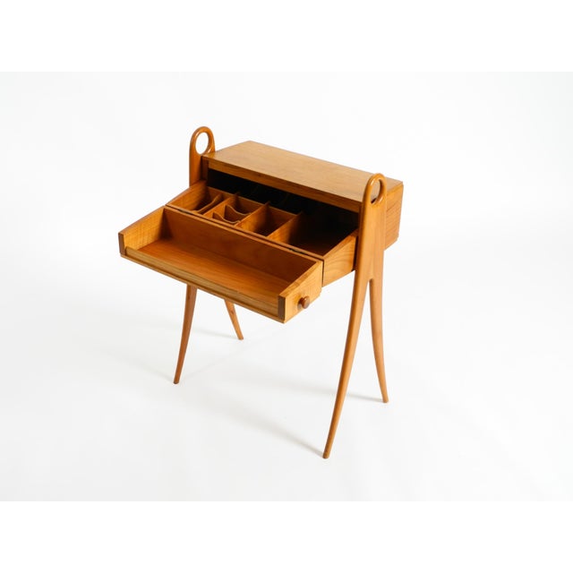 Vintage Ash Wood Sewing Box Table, 1950s For Sale - Image 11 of 18