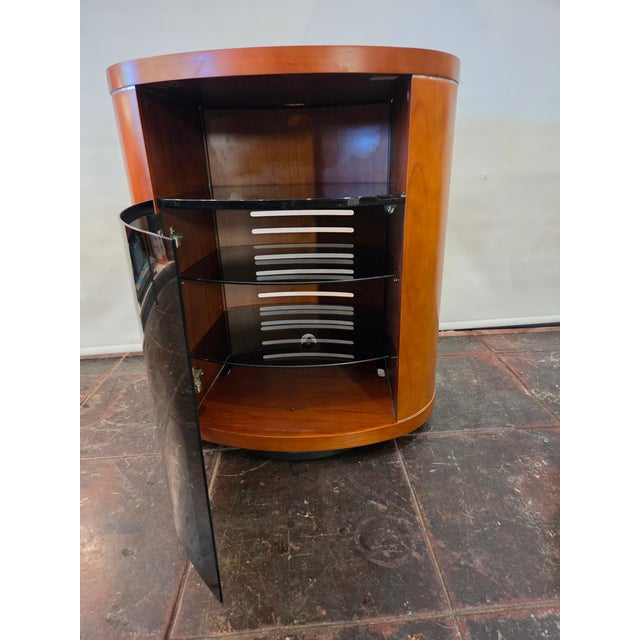 Wood Mid Century Danish Modern Stereo Tv Stand Swivel Bdi Furniture For Sale - Image 7 of 8