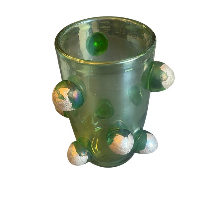 Gold Green Dots Vases with Gold by Colizza, Set of 2 For Sale - Image 8 of 9