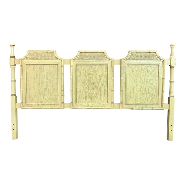Vintage 1970s Faux Bamboo Chinoiserie ‘Henry Link Bali Hai’ King Headboard For Sale