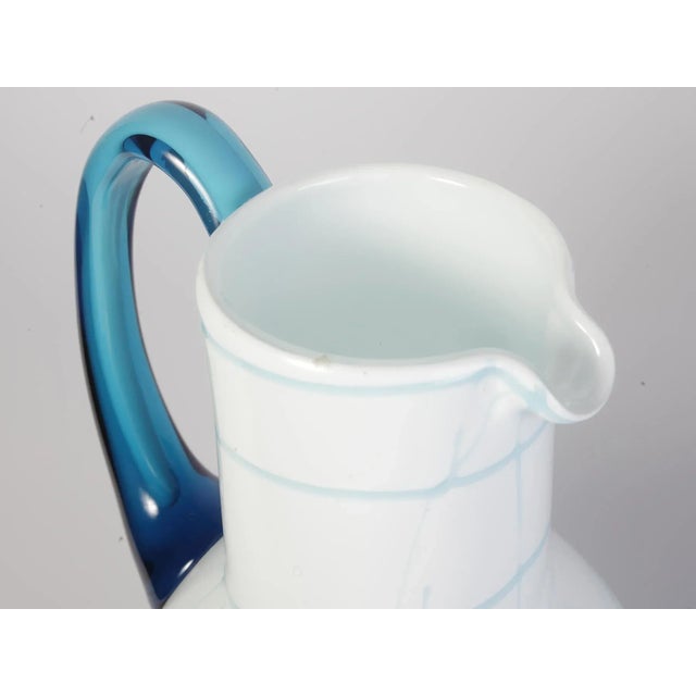 Blue and White Glass Vase and Jug Set from Bohemia Crystal, 1990s, Set of 2 For Sale - Image 9 of 15