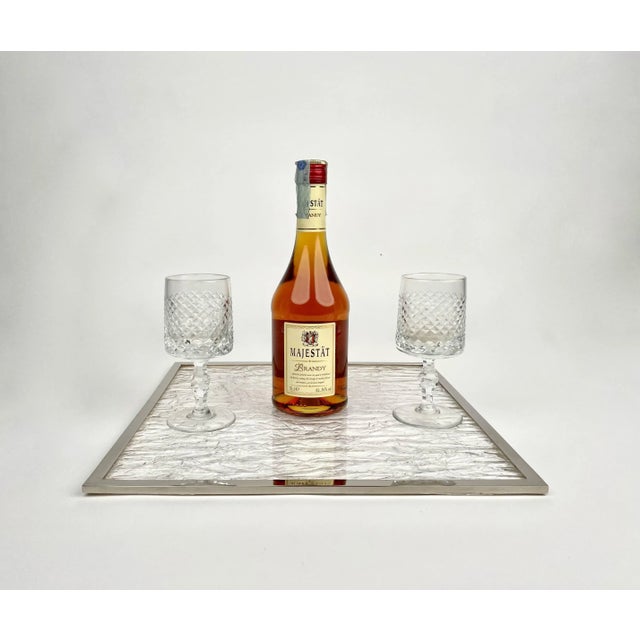 Metal Italian Acrylic Glass & Steel Placemats, 1970s, Set of 6 For Sale - Image 7 of 9