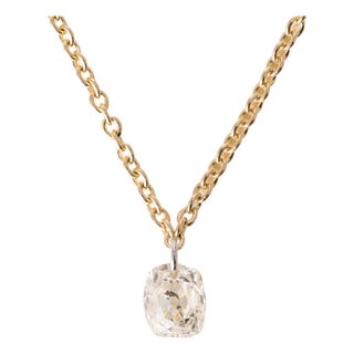18k Gold 0.46 Carat Old Mine Cut Pierced Diamond Necklace For Sale