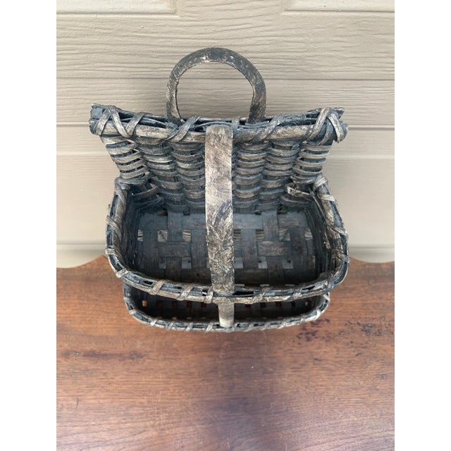 Early 20th Century American Gray Splint Oak Double Hanging Basket For Sale In South Bend - Image 6 of 10