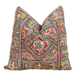 Antique Jeweled Medallion Jaisalmer Pillow For Sale