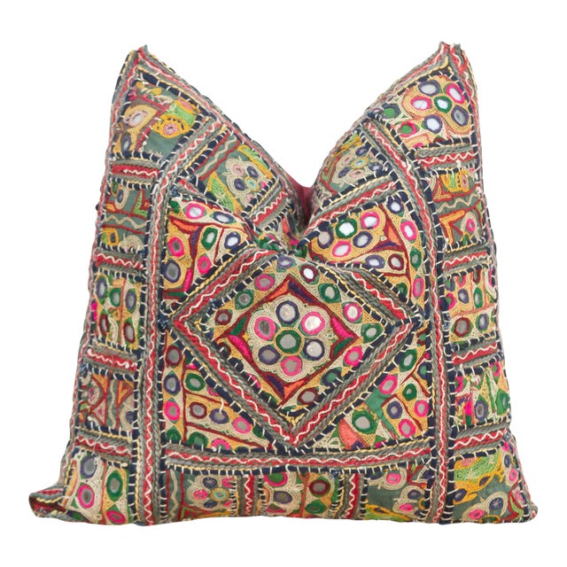 Antique Jeweled Medallion Jaisalmer Pillow For Sale