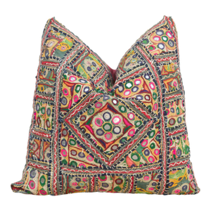 Antique Jeweled Medallion Jaisalmer Pillow