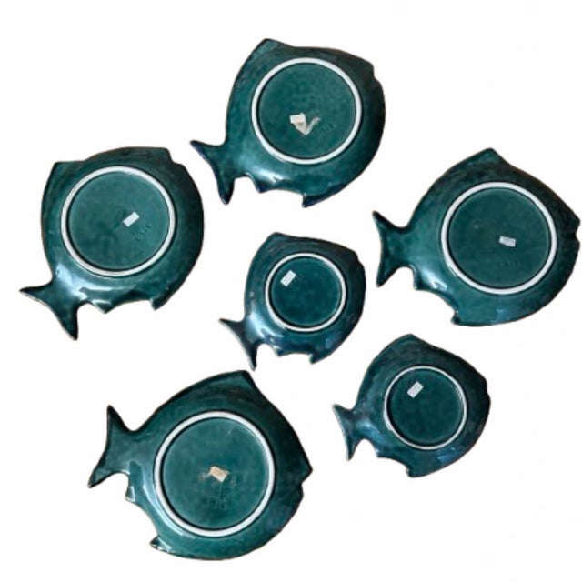 Bordallo Pinheiro Vintage Portuguese Majolica Olfaire Fish Shaped Serving Dishes. Set of 6 For Sale - Image 4 of 10