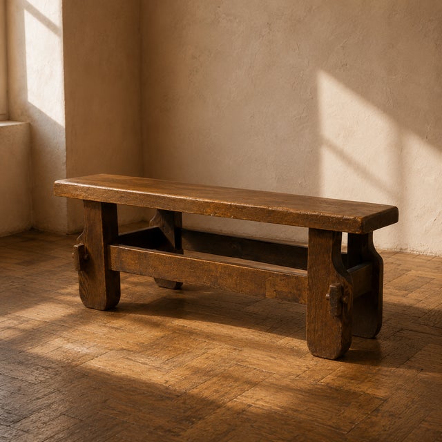 Brutalist Oak Coffee Table, 1970s For Sale - Image 4 of 7