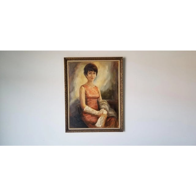 Mid-Century Modern 1960's Iris Cutler Oil Portrait Painting For Sale - Image 3 of 13