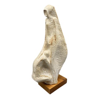 Leandro Lega, Abstract Faenza Sculpture, 1981, Ceramic on Wooden Base For Sale