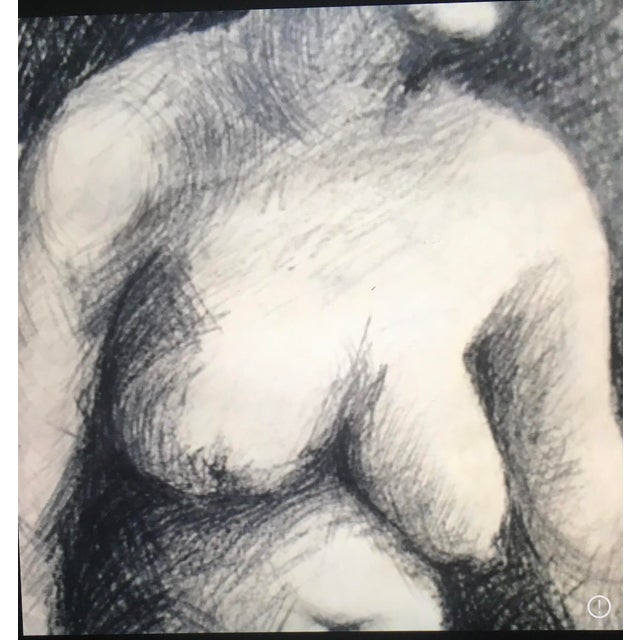 1960’s Signed Charcoal Nude Drawing by Listed American Artist & Poet Tad Wojnicki For Sale - Image 4 of 9