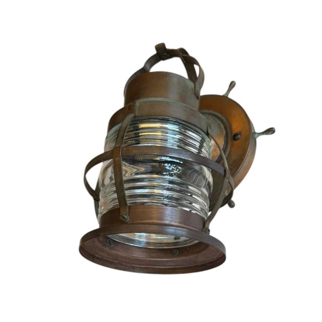 Nautical Circa 1930’s Nautical Lantern Copper Porch Light For Sale - Image 3 of 6