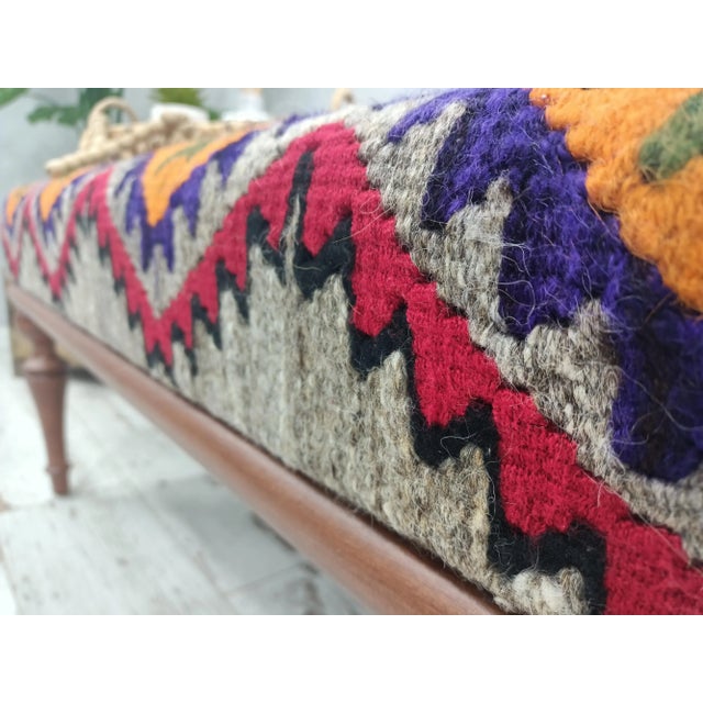 Handmade Kilim Rug Upholstered Piano Bench For Sale - Image 9 of 10