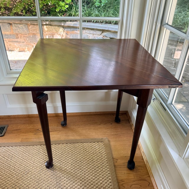Wood Vintage Queen Anne Dropleaf Corner Table For Sale - Image 7 of 9