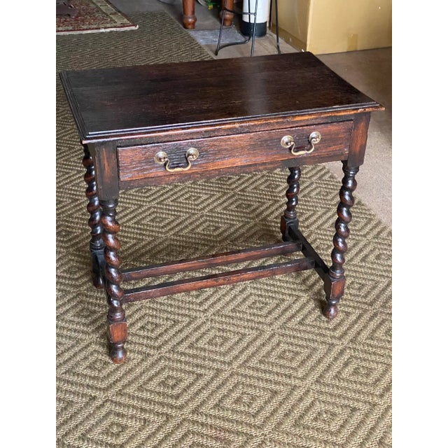 Solid antique English table with drawer. Good and practical size with many uses.