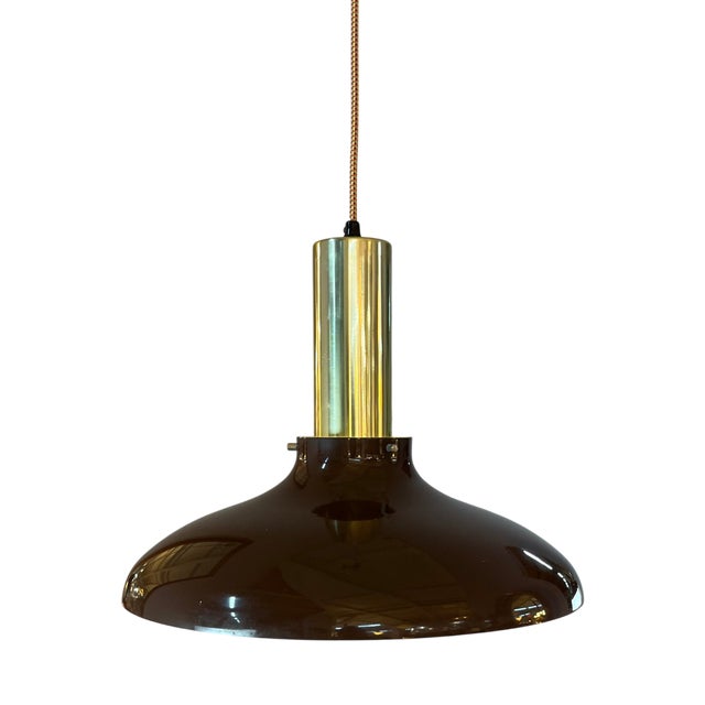 Danish Hanging Lamp with Brown Brass For Sale