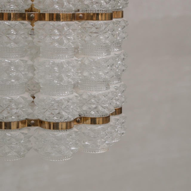 Mid-Century Modern Mid-Century Modern Swedish Brass and Glass Pendant Light by Orrefors for Tyringe, 1960s For Sale - Image 3 of 8
